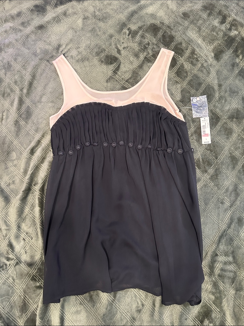 Mixit Black and Blush Pleated Camisole Tank